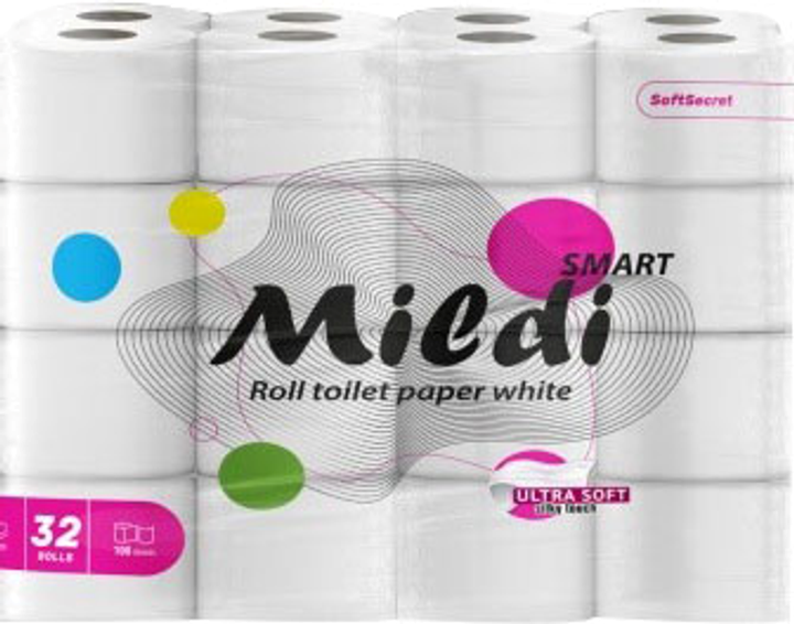 Туалетний папір Mildi Smart, целюлозний 2 шаровий (32 шт) 12,6 м